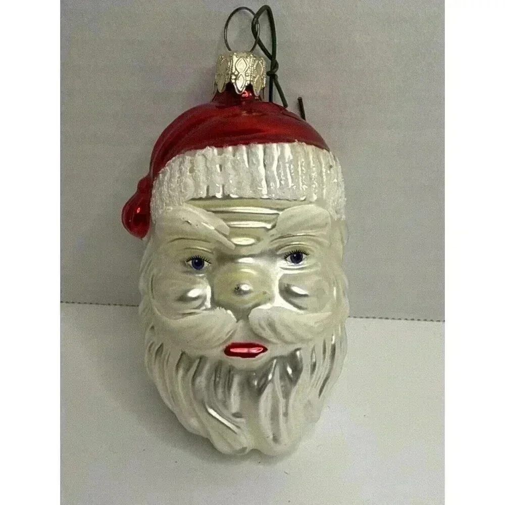 Vintage Frosty Santa Claus Head‎ Christmas Ornament Tree Decoration Holiday